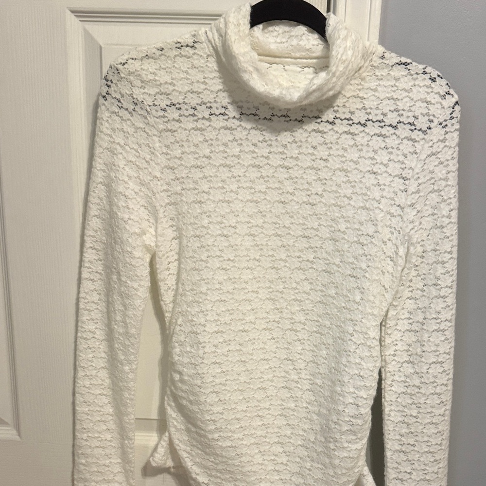 White stretchy ruched turtleneck-NWOT